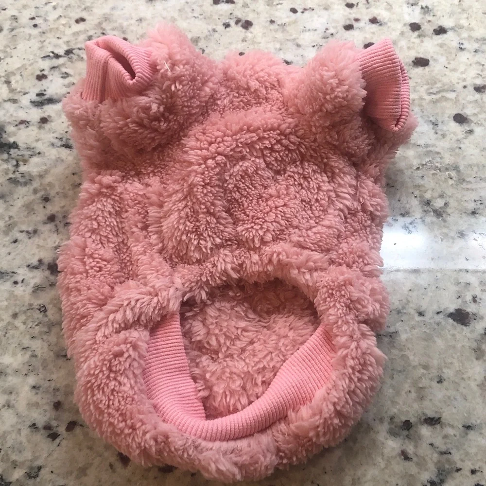 Pet Fashion Cozy Pink Fluffy Patterned Dog Sweaters Clothes Set of 3 Size S Comb